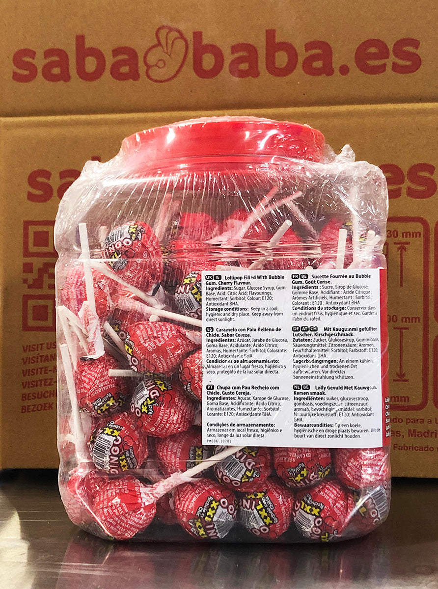 Caramelo con Palo Relleno Chicle Cereza | DINGO (42119)