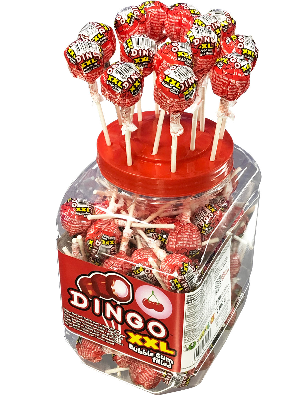Caramelo con Palo Relleno Chicle Cereza | DINGO (42119)