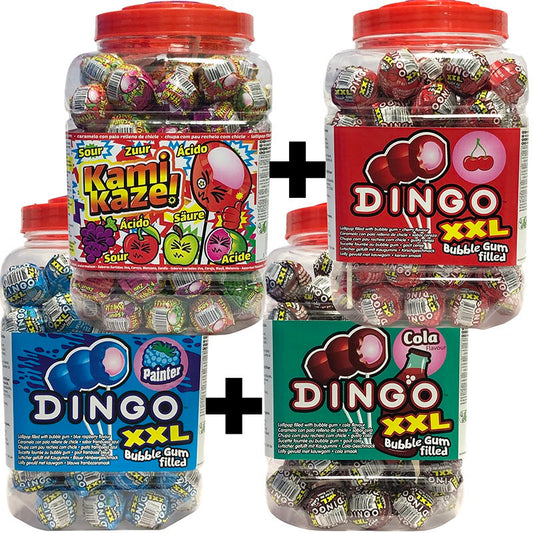 Caramelo con Palo Relleno Chicle Botes Surtidos | DINGO & KAMIKAZE (42189)